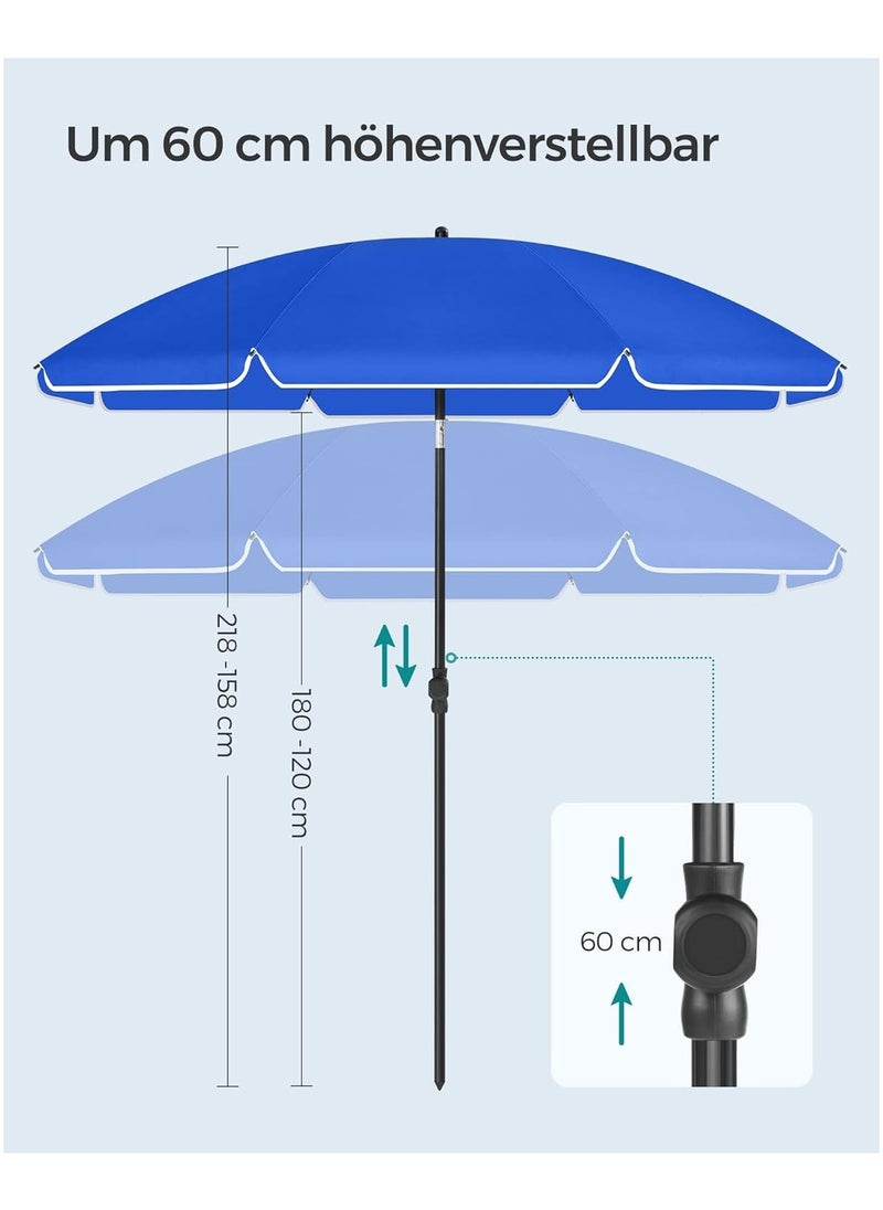 Protection Octagonal Beach Umbrella Polyester Fibreglass Ribs Foldable with Carry Bag Garden Balcony Swimming Pool