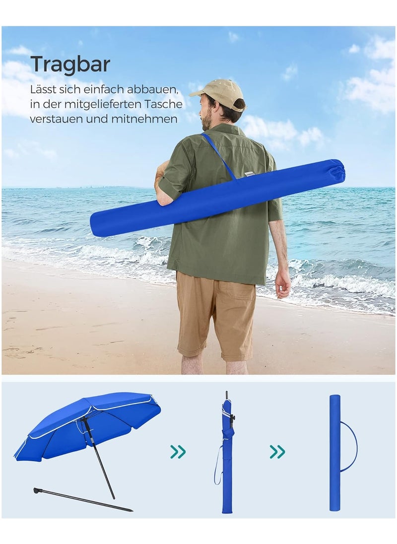 Protection Octagonal Beach Umbrella Polyester Fibreglass Ribs Foldable with Carry Bag Garden Balcony Swimming Pool