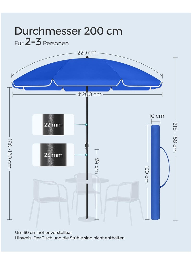 Protection Octagonal Beach Umbrella Polyester Fibreglass Ribs Foldable with Carry Bag Garden Balcony Swimming Pool