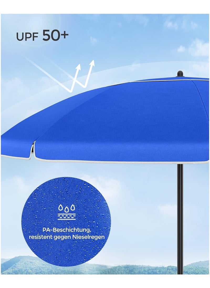 Protection Octagonal Beach Umbrella Polyester Fibreglass Ribs Foldable with Carry Bag Garden Balcony Swimming Pool