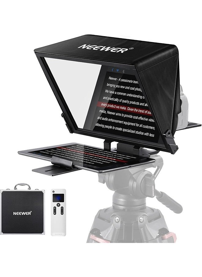 NEEWER Teleprompter X14 PRO with RT-110 Remote & APP Control (Bluetooth Connection via NEEWER Teleprompter App), 14” Portable No Assembly Compatible with iPad Android Tablet Smartphone Camera