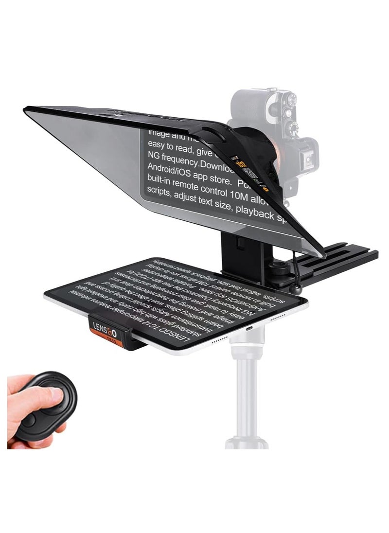 LENSGO TC12 Teleprompter for DSLR/Mirrorless Camera and Tablet up to 12.9 Inches, Professional Teleprompter for Video Recording, Vlogging, Live Streaming.