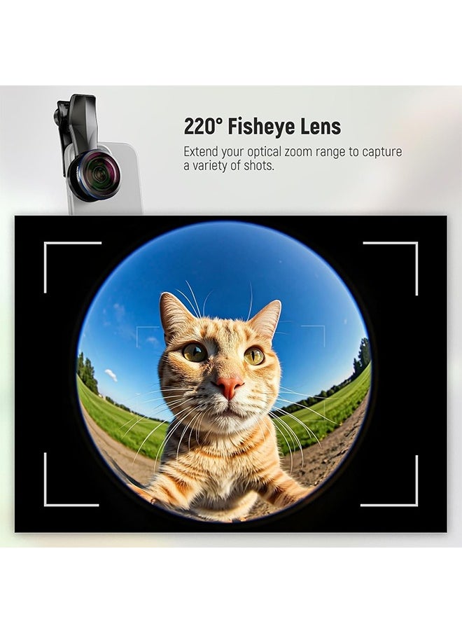 NEEWER 8mm Fisheye Lens with 220° Wide Angle & 17mm Thread Phone Lens Clip, Also for 17mm Threaded Phone Cage/Phone Case/Phone Clamp/Backplate, LS-29 PRO