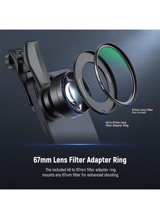 NEEWER 105mm Macro Lens with 17mm Thread Phone Lens Clip & 67mm Filter Adapter Ring, Suitable for Mobile Macro Photography, LS-26 PRO