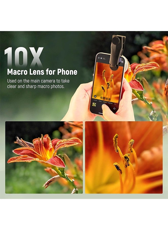 NEEWER 10X Macro Lens with 17mm Thread Phone Lens Clip and Detachable Diffuser Hood, Also for 17mm Threaded Phone Cage/Phone Case/Phone Clamp/Backplate, LS-28 PRO