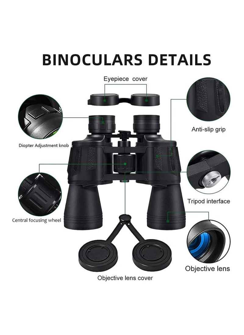 20x50 Professional Binoculars for Adults – Powerful Binoculars for Travel, Bird Watching, Hunting, Sports, Wildlife, and Concerts (Black)