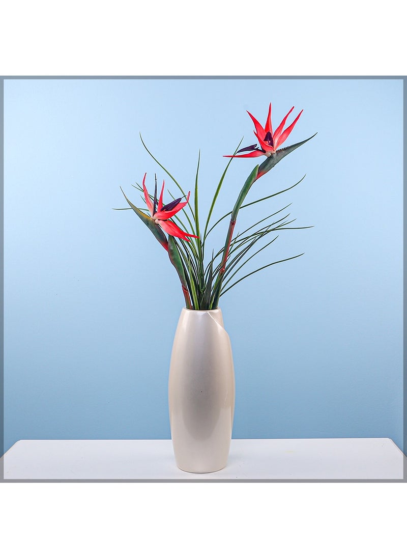 YATAI 2 Pcs Artificial Bird of Paradise Flowers for Vase Filling and Other Decorations | Real Look Bird Flowers with Wired Stem for Flexible Arrangements (Red)