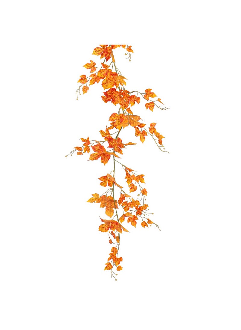 YataI Artificial Maple Leaf Vine, Hanging Maple Vine Leaves for Home Wedding Birthday and Other Decorations, Real Look Small Maple Leaves (orange)