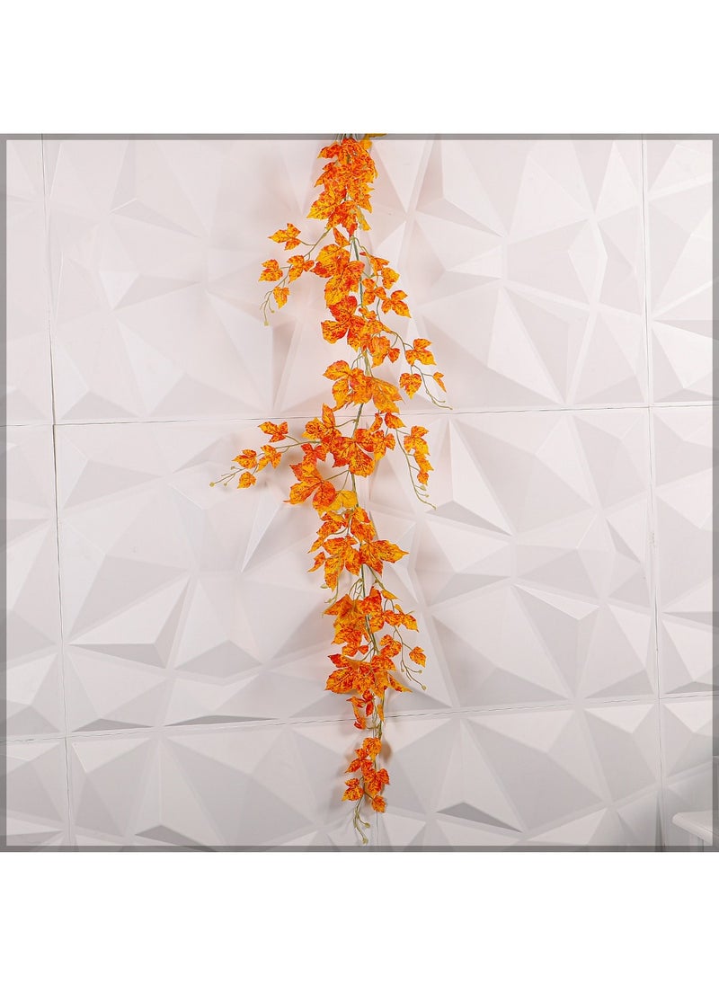 YataI Artificial Maple Leaf Vine, Hanging Maple Vine Leaves for Home Wedding Birthday and Other Decorations, Real Look Small Maple Leaves (orange)