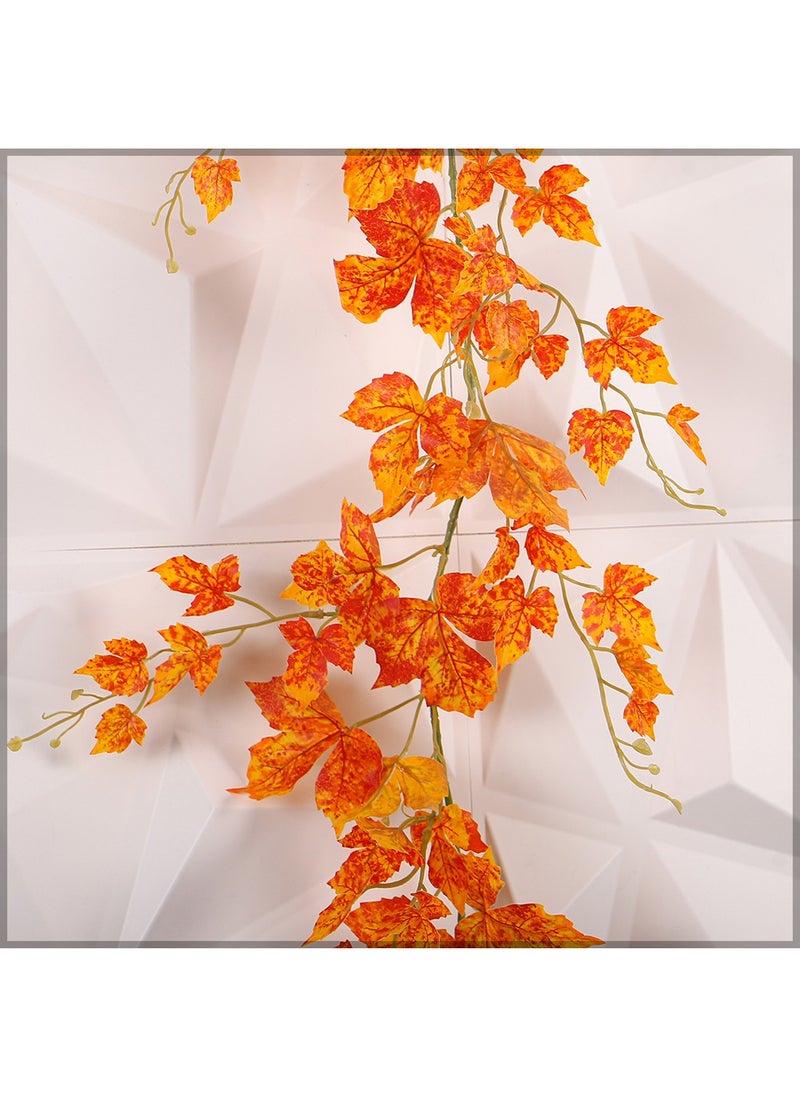 YataI Artificial Maple Leaf Vine, Hanging Maple Vine Leaves for Home Wedding Birthday and Other Decorations, Real Look Small Maple Leaves (orange)