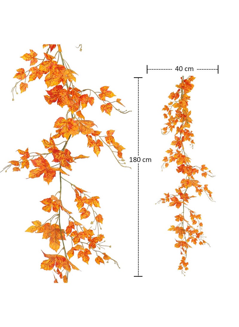 YataI Artificial Maple Leaf Vine, Hanging Maple Vine Leaves for Home Wedding Birthday and Other Decorations, Real Look Small Maple Leaves (orange)