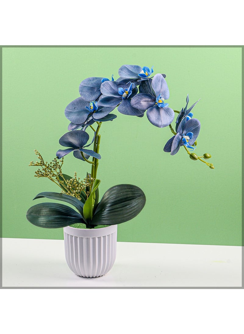 Yatai Orchid Flower Arrangement with Vase | Full Set of Flower | Decorative Orchid Flowers for Home Office Party | Orchid Flower Set (Mix Blue)