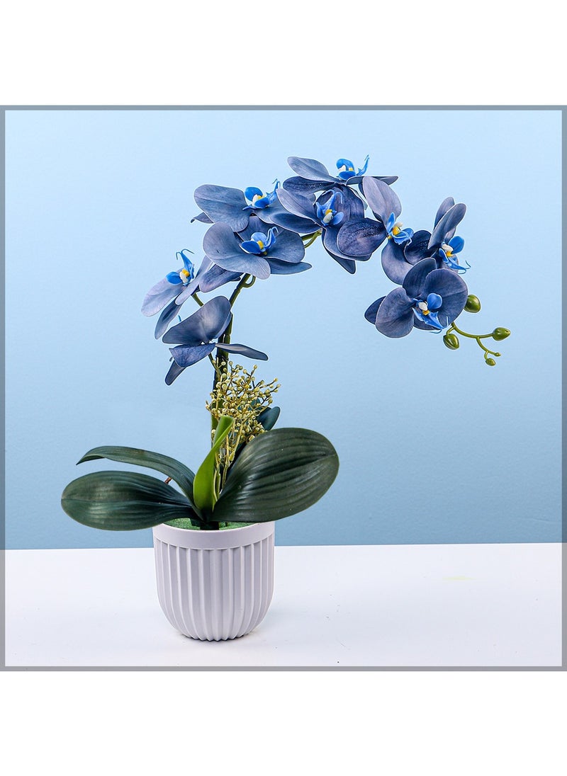 Yatai Orchid Flower Arrangement with Vase | Full Set of Flower | Decorative Orchid Flowers for Home Office Party | Orchid Flower Set (Mix Blue)