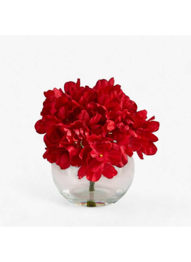 Liara Hydrangea Flower Arrangement With Still Water In Glass Pot 28 Cm
