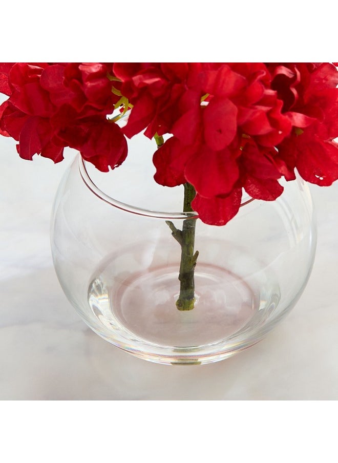 Liara Hydrangea Flower Arrangement With Still Water In Glass Pot 28 Cm