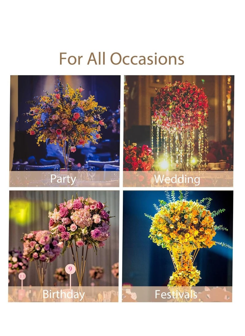 Set of 2 Gold Flower Vases – Wedding Centerpieces for Tables, Metal Column Vases for Elegant Party, Weddings and Event Decorations