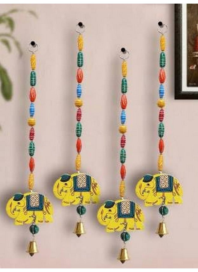 TIED RIBBONS Pack of 4 Wall Hangings for Diwali Decor Toran Elephant Latkans with Bells Wedding Stage Backdrop Festive Decorative (Length 45 cm Each) Diwali Decoration Item for Home Decor