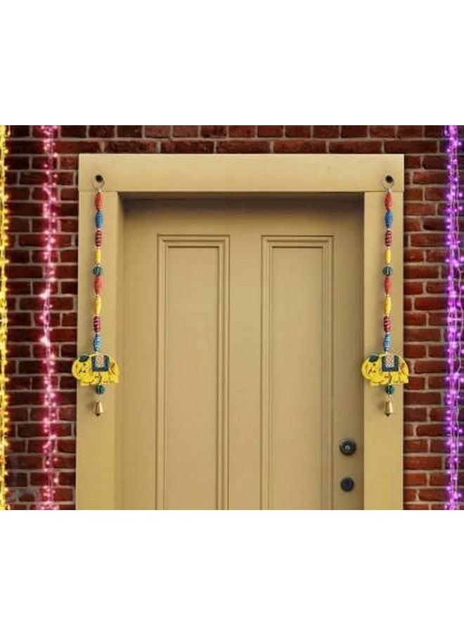 TIED RIBBONS Pack of 4 Wall Hangings for Diwali Decor Toran Elephant Latkans with Bells Wedding Stage Backdrop Festive Decorative (Length 45 cm Each) Diwali Decoration Item for Home Decor