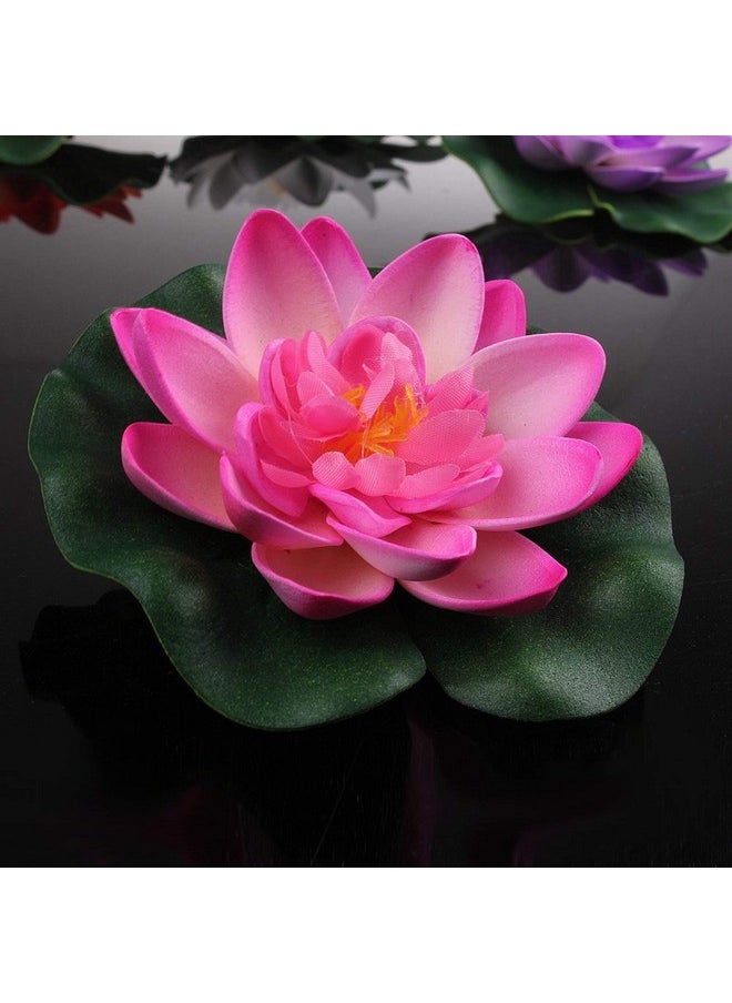 TIED RIBBONS 16 Pcs Artificial Floating Lotus Floating Flowers with Rubber Leaf - (Multi) Artificial Flowers for Water Decoration Urli Aquarium Fountain Home Decor Office Pooja Room Wedding Birthday