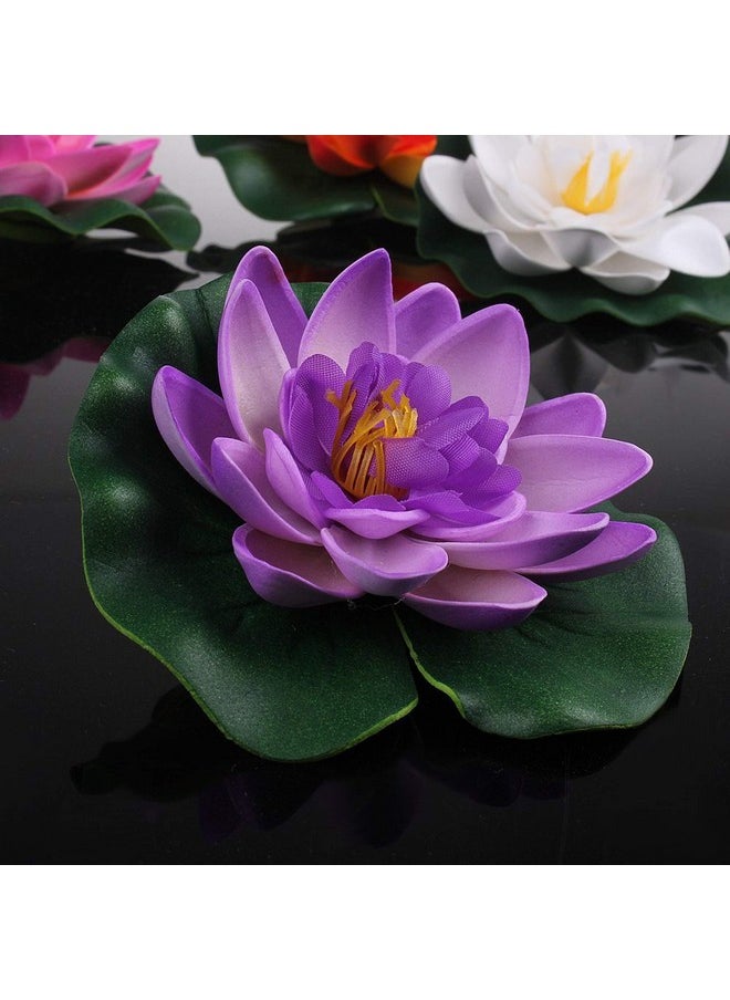 TIED RIBBONS 16 Pcs Artificial Floating Lotus Floating Flowers with Rubber Leaf - (Multi) Artificial Flowers for Water Decoration Urli Aquarium Fountain Home Decor Office Pooja Room Wedding Birthday