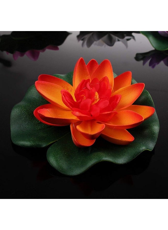 TIED RIBBONS 16 Pcs Artificial Floating Lotus Floating Flowers with Rubber Leaf - (Multi) Artificial Flowers for Water Decoration Urli Aquarium Fountain Home Decor Office Pooja Room Wedding Birthday