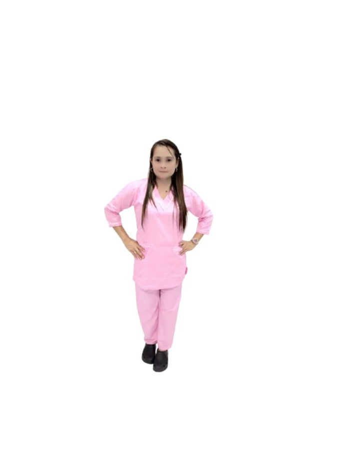 Maid Uniform with V-neck Top and Pants Domestic Helper Uniform