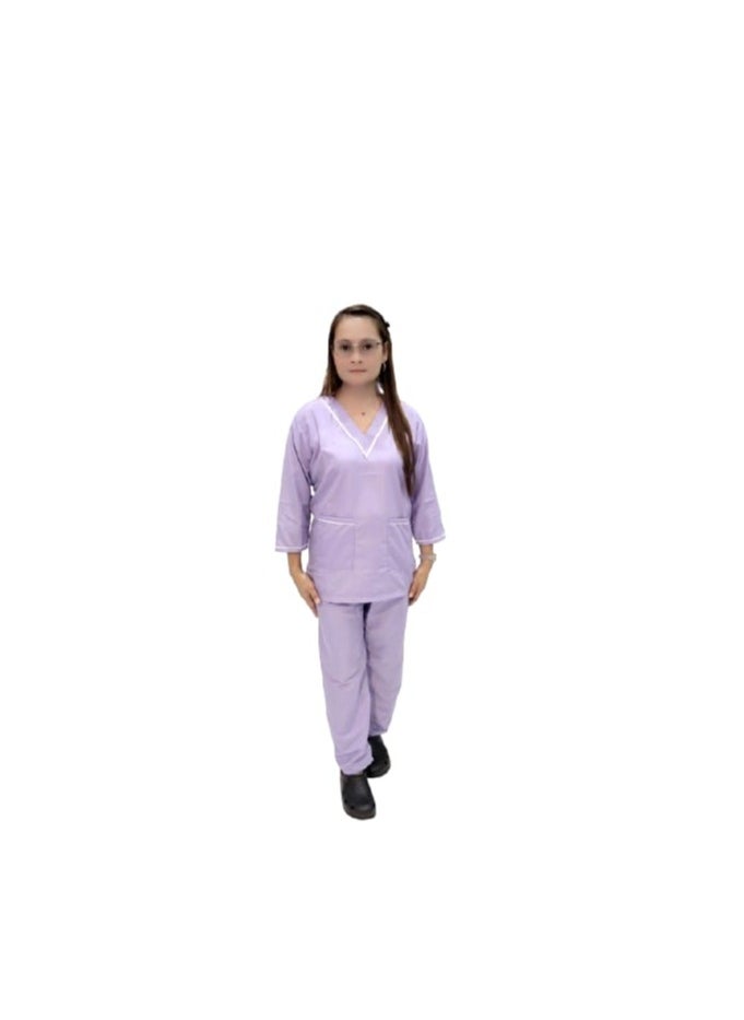 Maid Uniform with V-neck Top and Pants Domestic Helper Uniform