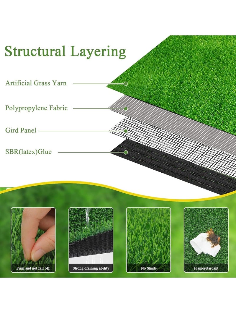 Realistic Artificial Grass Rug Indoor Outdoor, Dog Grass Mat with Drainage Holes and Replacement Artificial Grass Turf, Fake Grass for Garden Lawn Landscape Balcony Decoration[50*100CM]