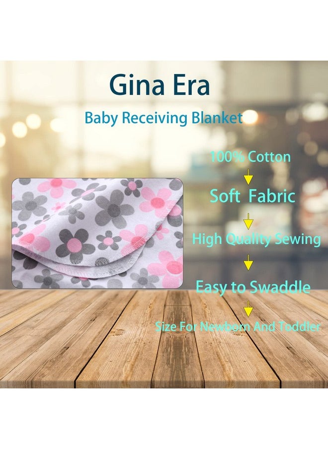 Gina Era Flannel Receiving Blankets, Baby Swaddle Blankets 100% Cotton 4 Pcs One Size 30 X 30 Inch for Baby Boy or Baby Girl (Style11)