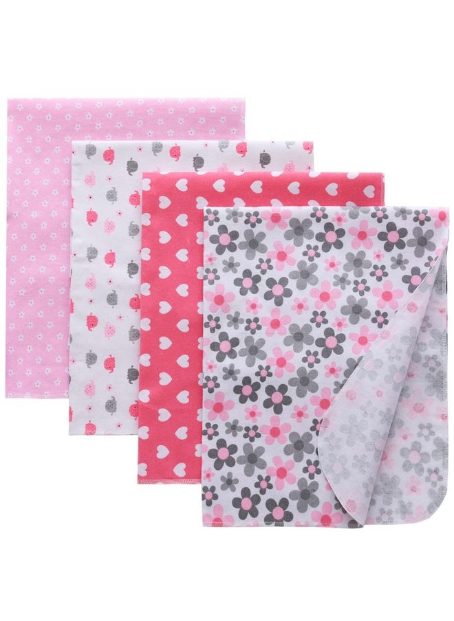 Gina Era Flannel Receiving Blankets, Baby Swaddle Blankets 100% Cotton 4 Pcs One Size 30 X 30 Inch for Baby Boy or Baby Girl (Style11)