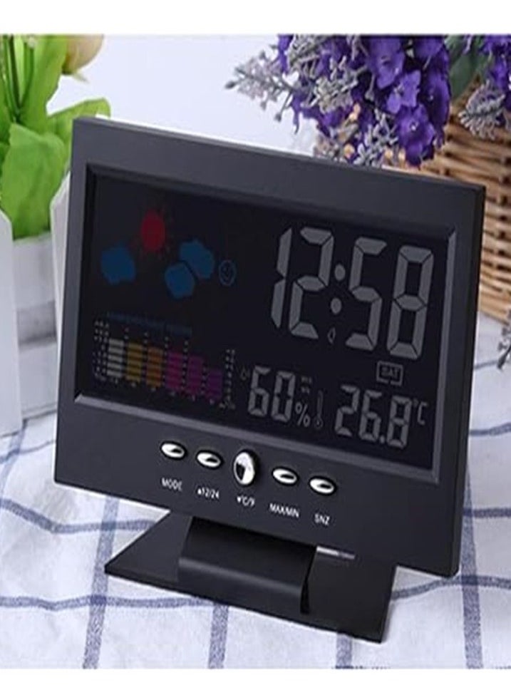 Digital Alarm Clock Desktop Clock Calendar Date Display Digital Dual Alarm Clock Weather Forecast Clock LED Desk Clock for Office Living Room Elderly Nightstand or Desk Led Clock