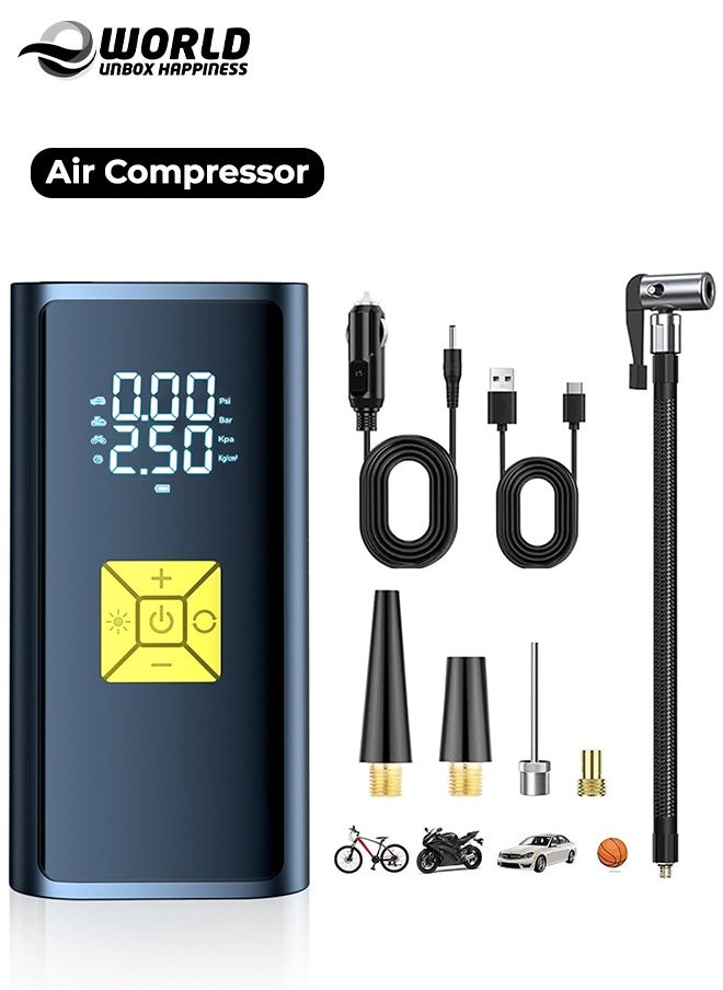 Portable Tire Inflator Air Compressor with 20000mAh Battery, 150 PSI Cordless Pump for Cars, Motorcycles, Bikes, and Balls Features Digital Pressure Gauge, Emergency LED Light and 4 Preset Modes