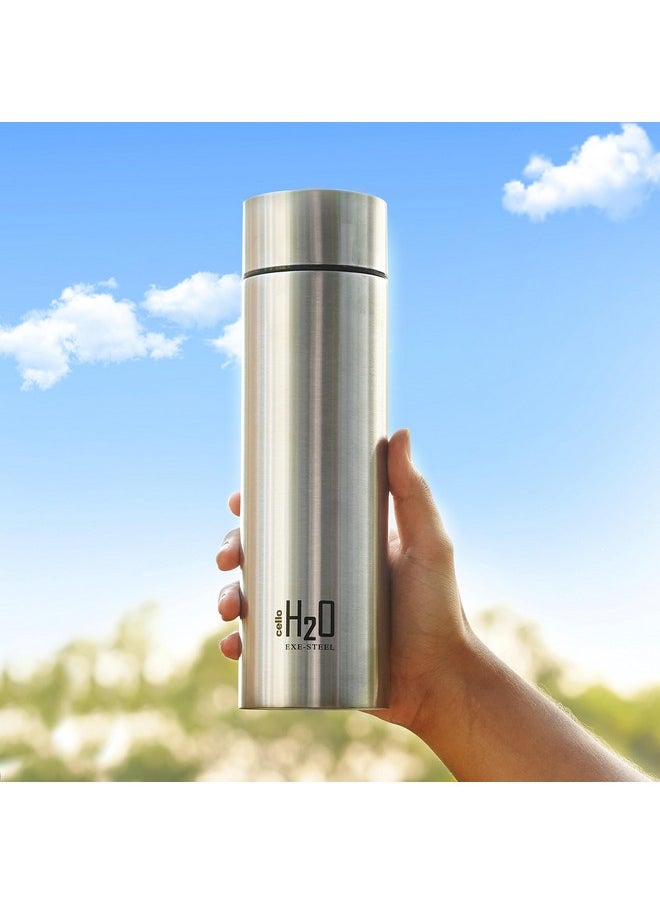 CELLO H2O Stainless Steel Water Bottle | Leak proof & break-proof | Lid is sealed by a silicone ring | Best Usage for Office/School/College/Gym/Picnic/Home/Fridge |1 Litre | Silver, 3 Unit