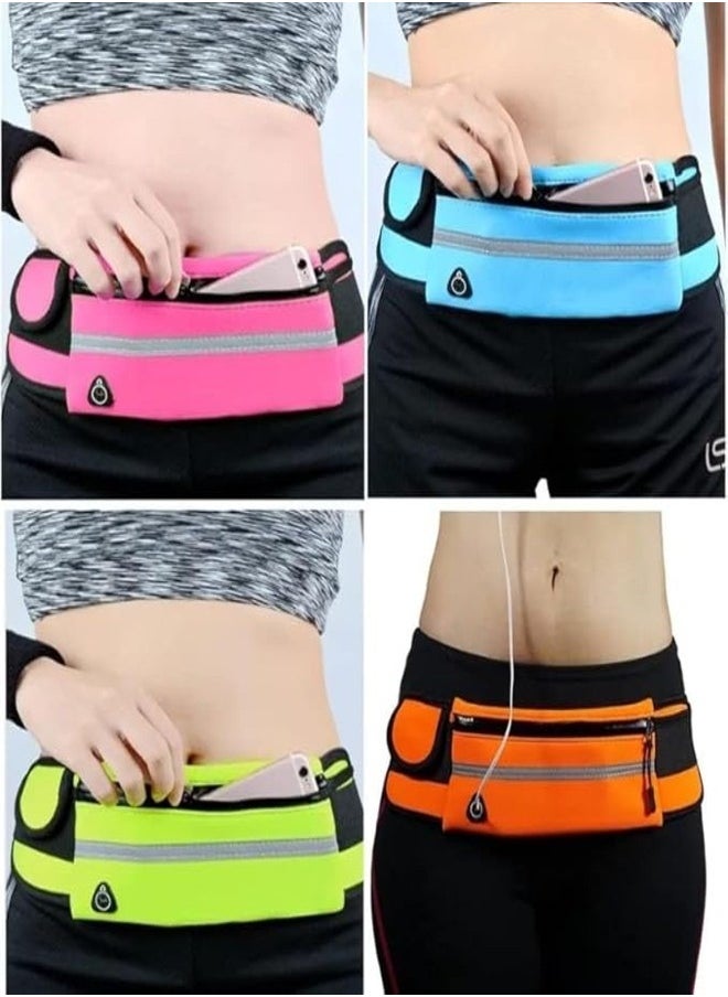 1-Pcs Running Bag Belt Pouch Multifunctional Adjustable Waist Bag with Water Bottle Carrier, Waterproof Runners (Black)