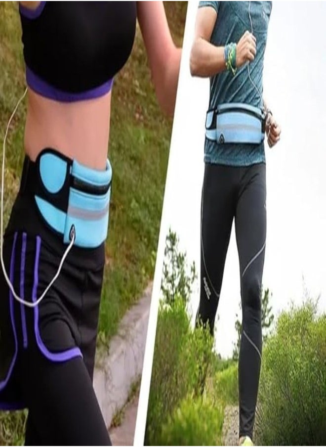 1-Pcs Running Bag Belt Pouch Multifunctional Adjustable Waist Bag with Water Bottle Carrier, Waterproof Runners (Black)