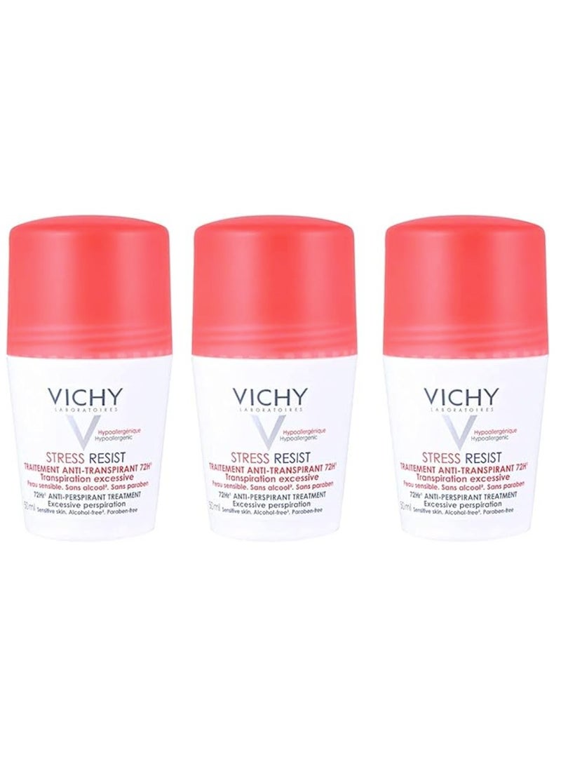 VICHY 72H Unisex Stress Resist Anti-Transpirant (50ml)- Set of 3