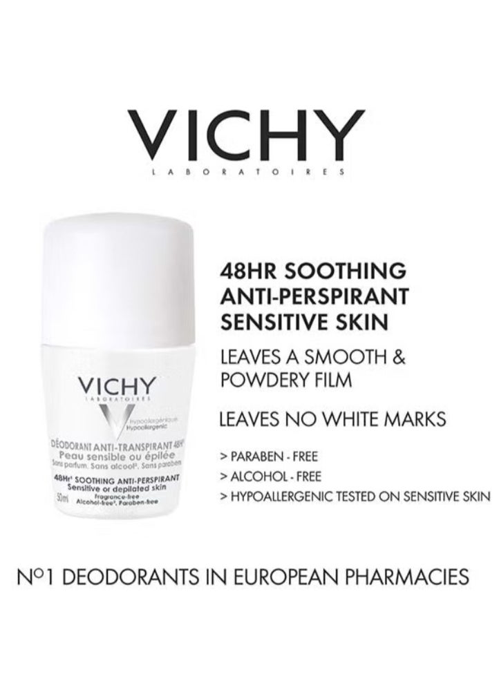 VICHY Deo Roll-On Sensitive Anti-Trans.48h Double Pour 2 x 50 ml