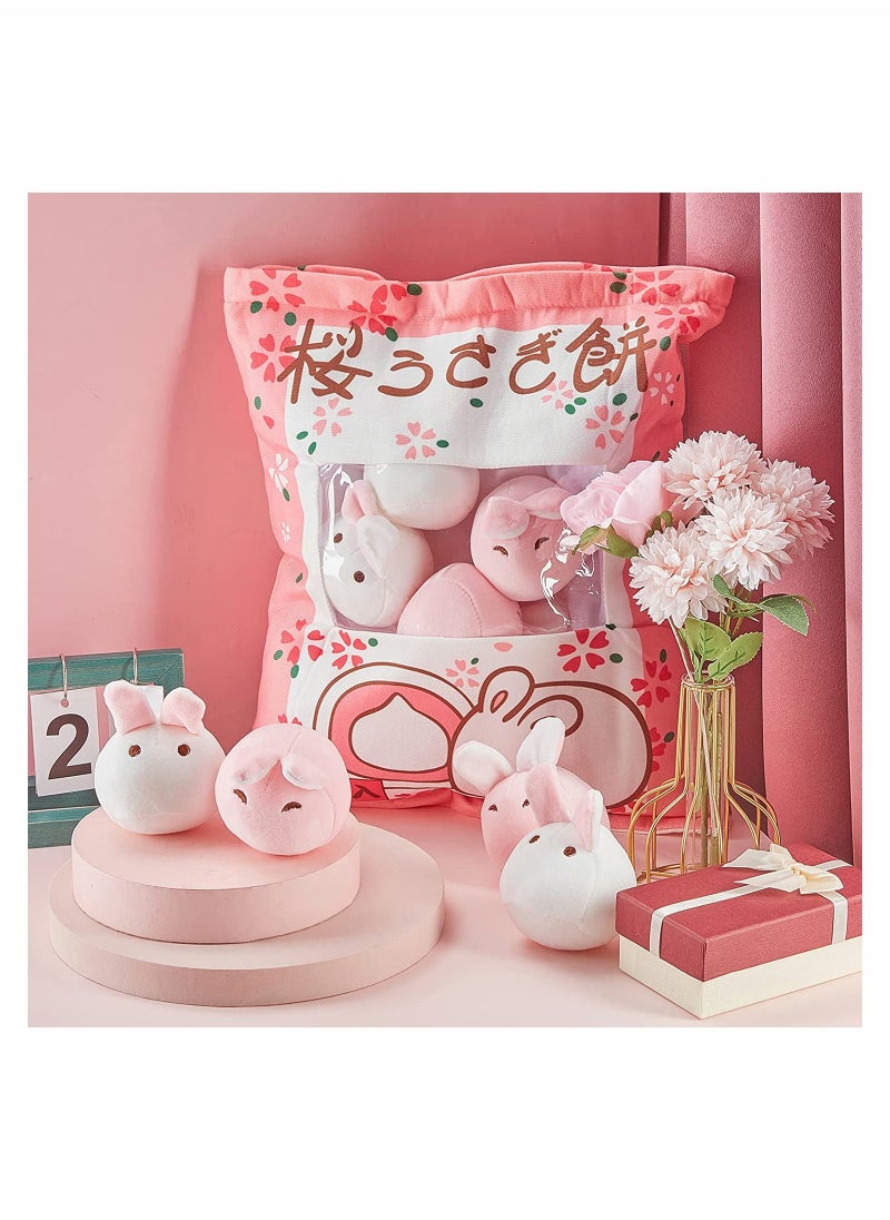 Adorable Cherry Blossom Bunny Plush Pillow Fluffy Stuffed Animal Ideal for Kids Teens Great Decorative Gift for Rooms