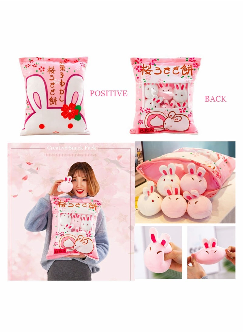 Fluffy Kawaii Plush Pillow for Room Decor lovely Cherry Blossom Bunny Stuffed Toy Perfect Gift for Teens and Kids