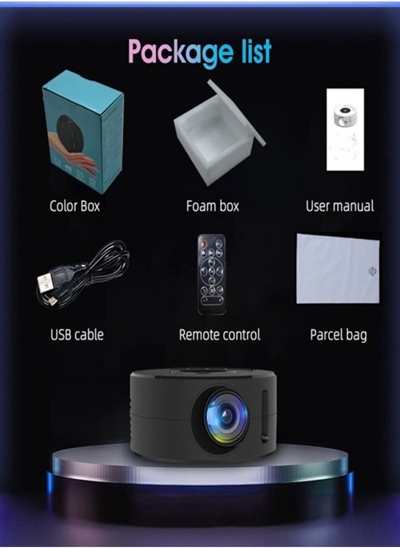 1080P HD Portable Mini Projector - Home and Outdoor Use, Phone Screen Mirroring, Includes 5V 2A Charging Cable