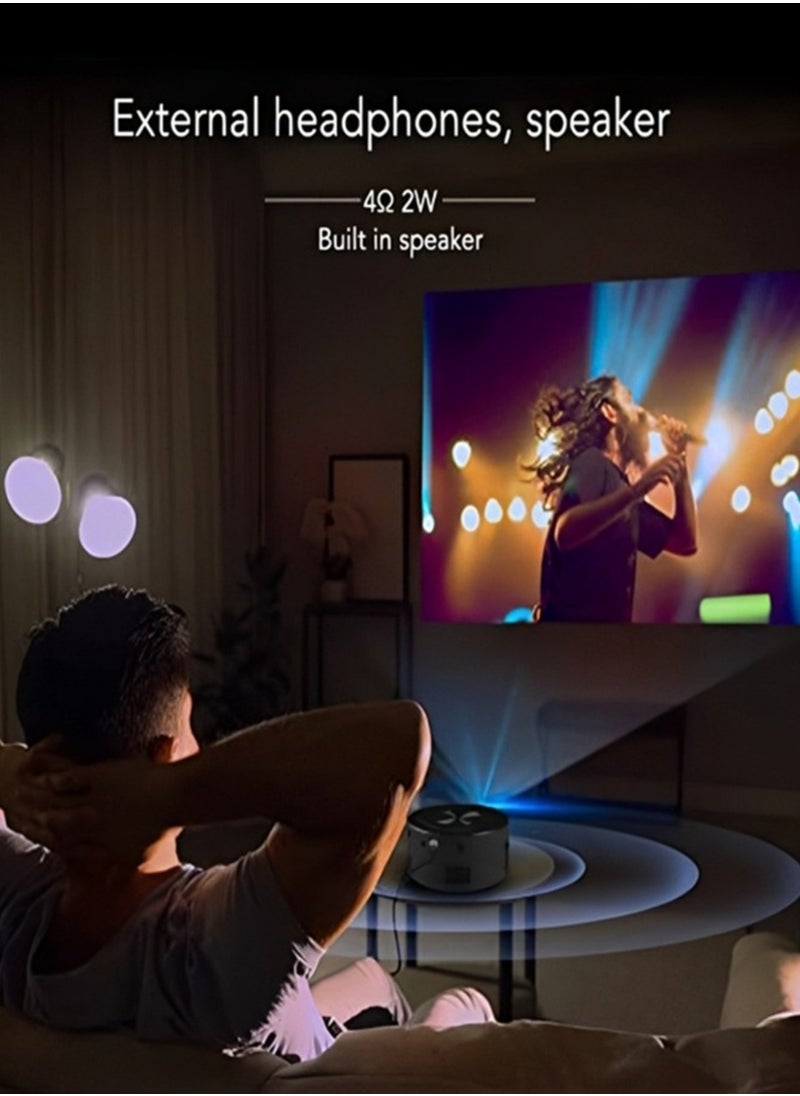 1080P HD Portable Mini Projector - Home and Outdoor Use, Phone Screen Mirroring, Includes 5V 2A Charging Cable