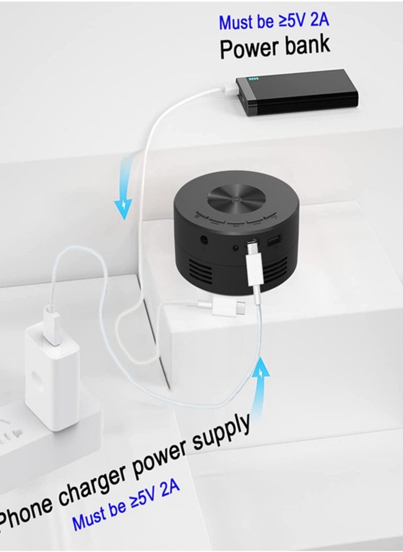 1080P HD Portable Mini Projector - Home and Outdoor Use, Phone Screen Mirroring, Includes 5V 2A Charging Cable