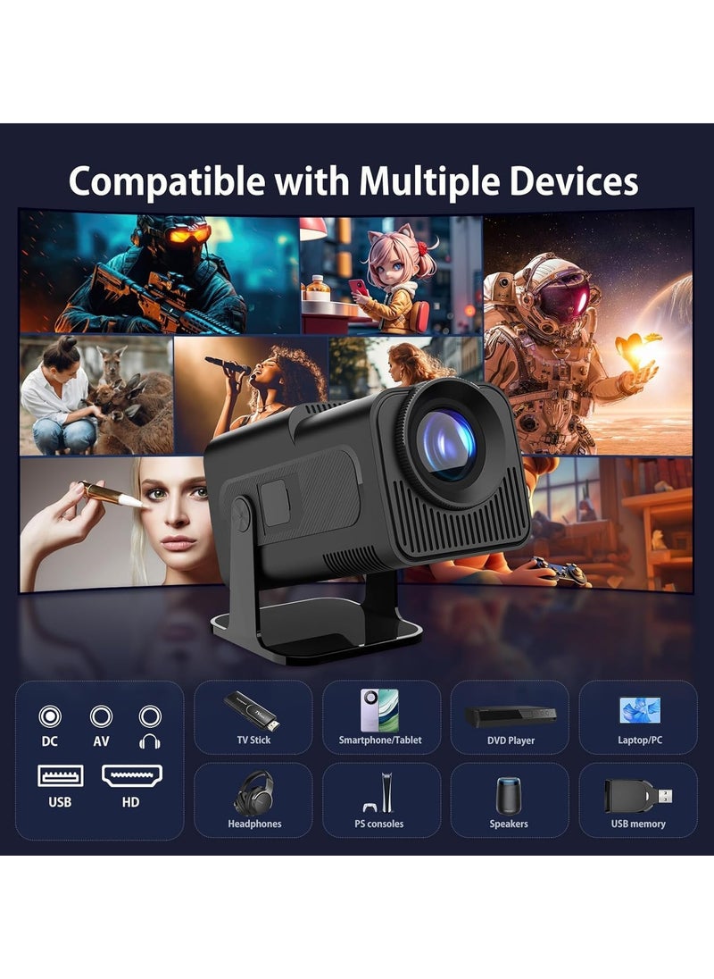 Mini Projector with WiFi 6 & Bluetooth, Native 1080P, Auto Focus, 4K Support, Outdoor Movie Projector, Short Throw Home Theater Projector with Android 11 – Portable HD Projector for Movies, Gaming, and Streaming