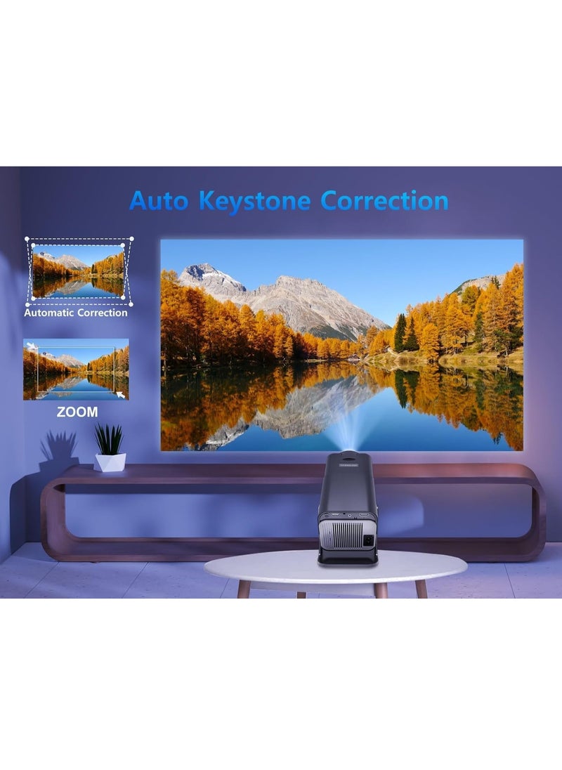 Mini Portable Auto Keystone Projector, 4K FHD 1080P, 10000 Lumens, WiFi 6, BT 5.0, 180° Rotation, Built-in Android 11.0, Compact Smart Projector for Home & Office – Smart Streaming Projector for Movies, Gaming, and Presentations