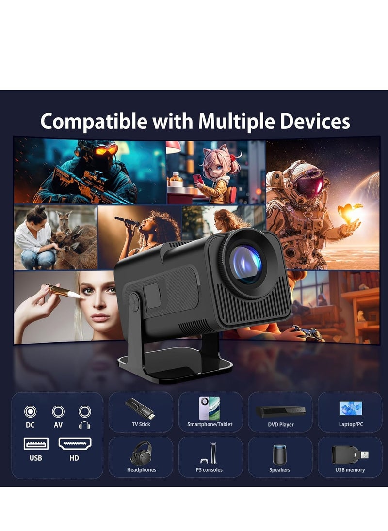 Mini Projector with WiFi 6 & Bluetooth – Native 1080P, Auto Focus, 4K Support, Outdoor Movie Projector, Short Throw Home Theater Projector with Android 11