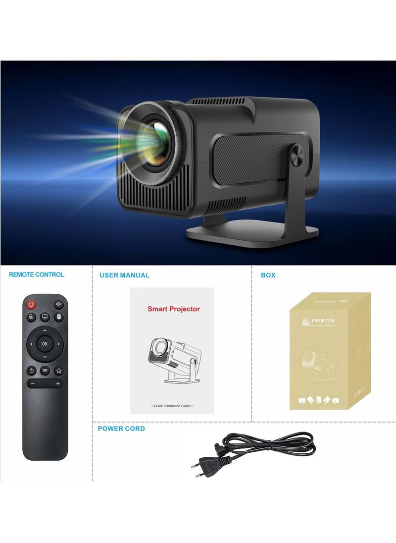 Mini Projector HY320 Auto Keystone 4K FHD 1080P Smart Projector | 10,000 Lumens, WiFi 6, BT 5.0, 180° Rotation | Built-in Android 11.0 | Outdoor Portable Projector - EU Plug