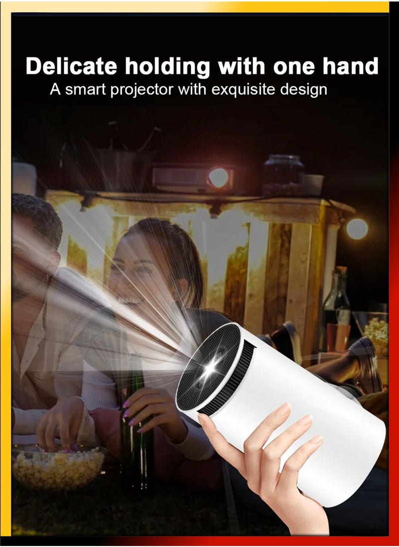 HY300 Smart Projector 120ANSI Lumens HD Projection Android 11 Portable Mini Cinema 130 Inches Screen Display Lamp 4K Home Movie Theater Gaming Office Work Video Presentations 180 Degree Rotating Screen Mobile Phone Projection