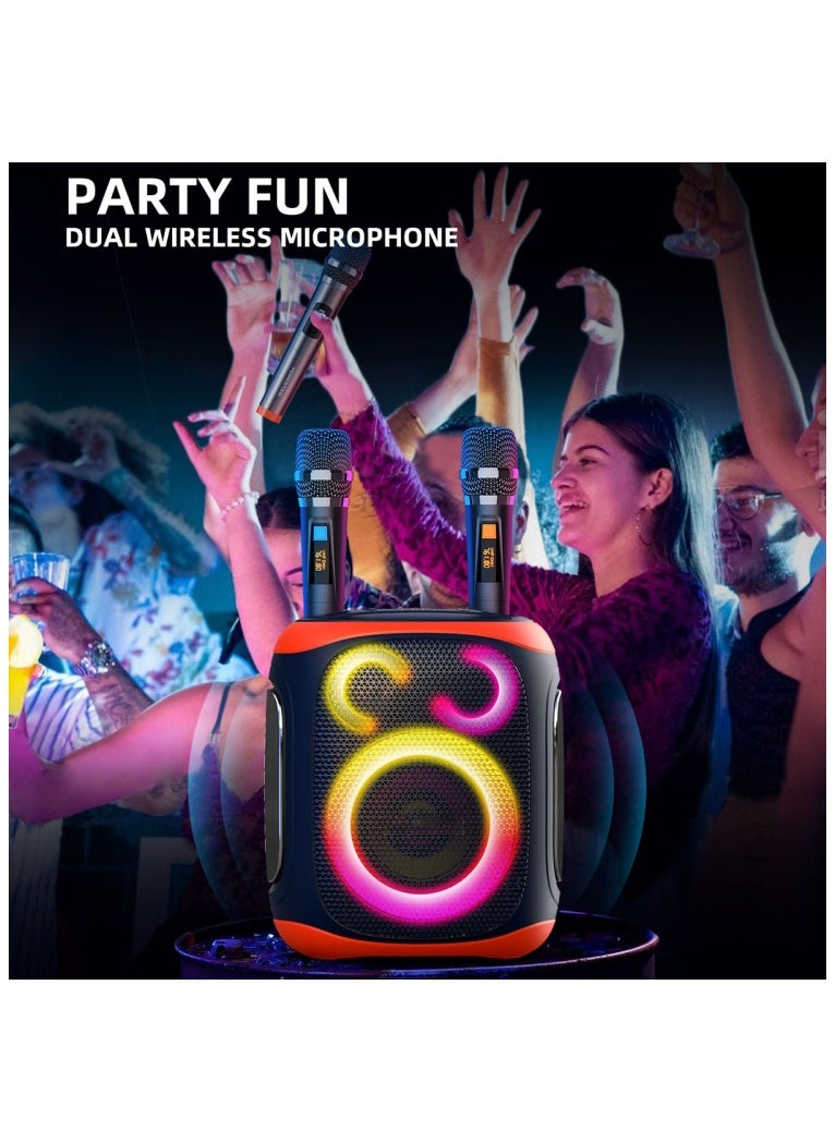 120W Wireless Bluetooth Party Speakers with Woofer, Dual Microphone KTV All-In-One Professional Outdoor Speaker System for Karaoke & Events