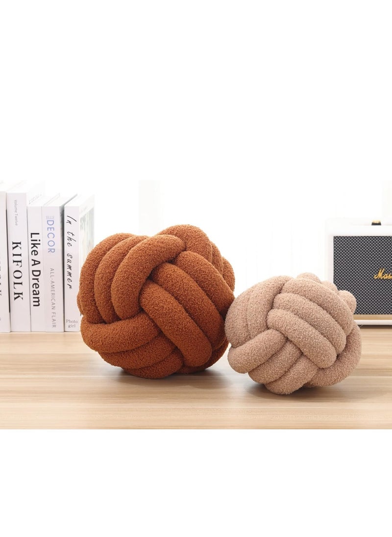 Soft Knotted Round Pillow Ball – Handmade 11-Inch Boucle Knot Plush Throw Cushion for Living Room and Home Decor