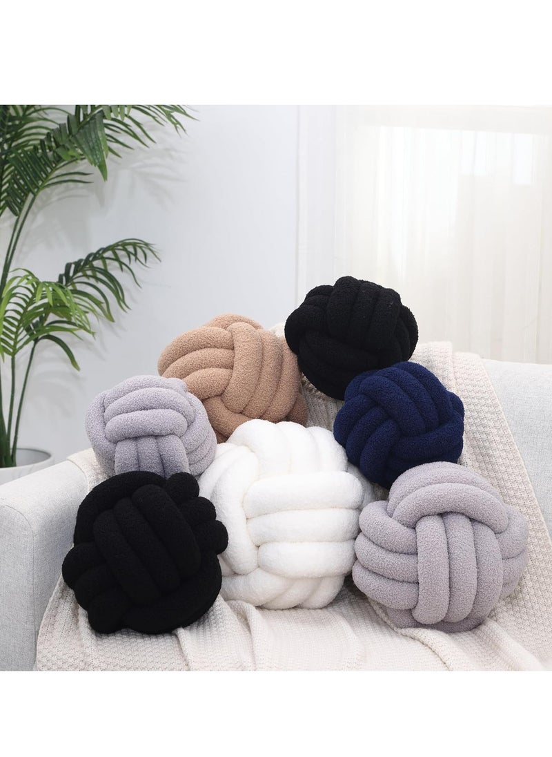 Soft Knotted Round Pillow Ball – Handmade 11-Inch Boucle Knot Plush Throw Cushion for Living Room and Home Decor